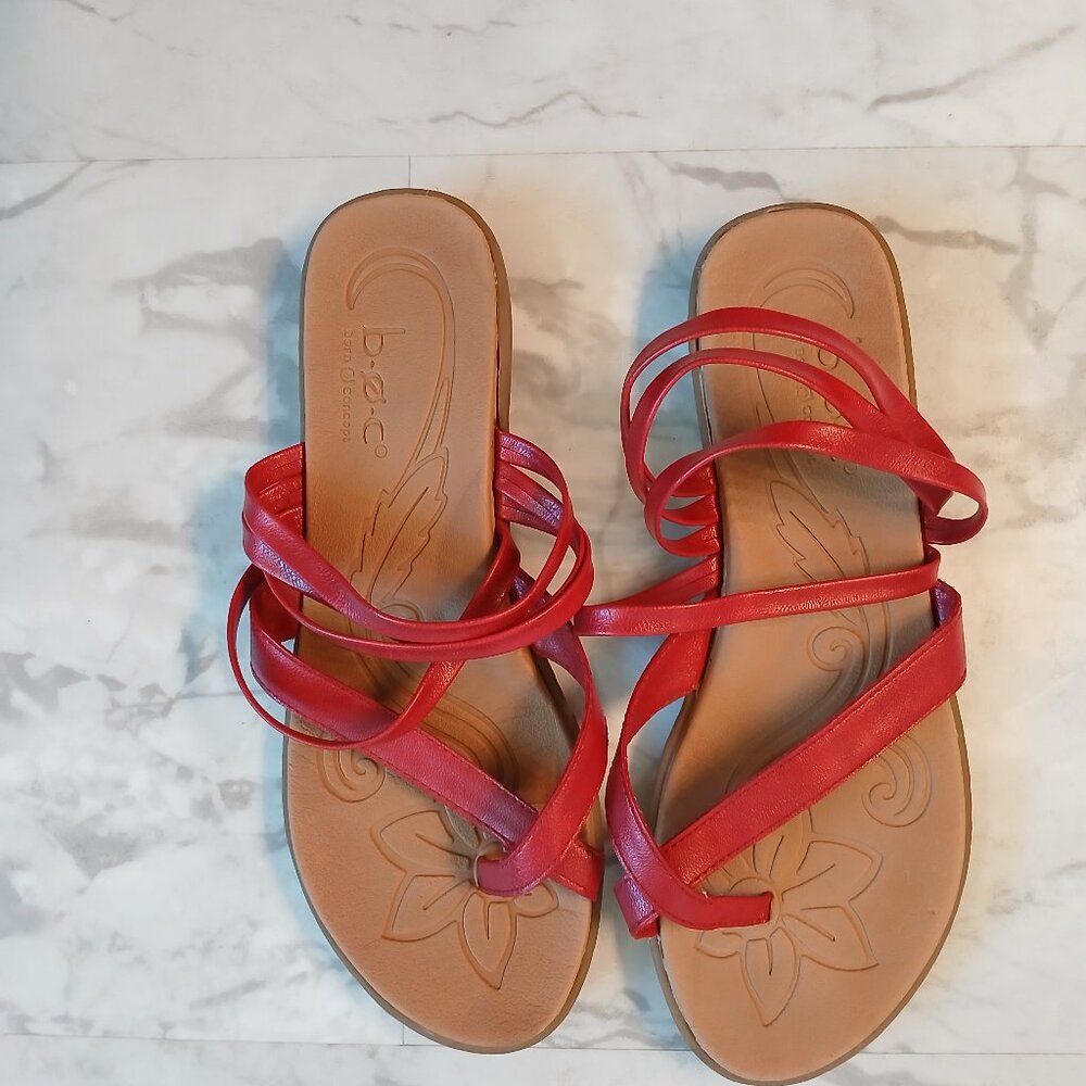 B.O.C. Women's Red Thong Type Sandals Flat Sz 10